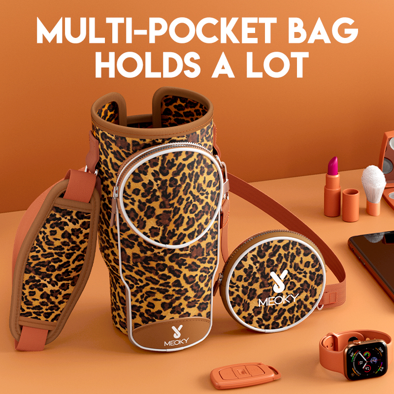tumbler cup bag brown leopard