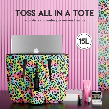 tote bag rainbow leopard