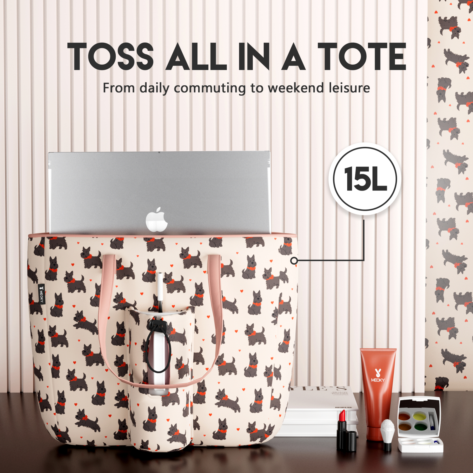 tote bag white puppy