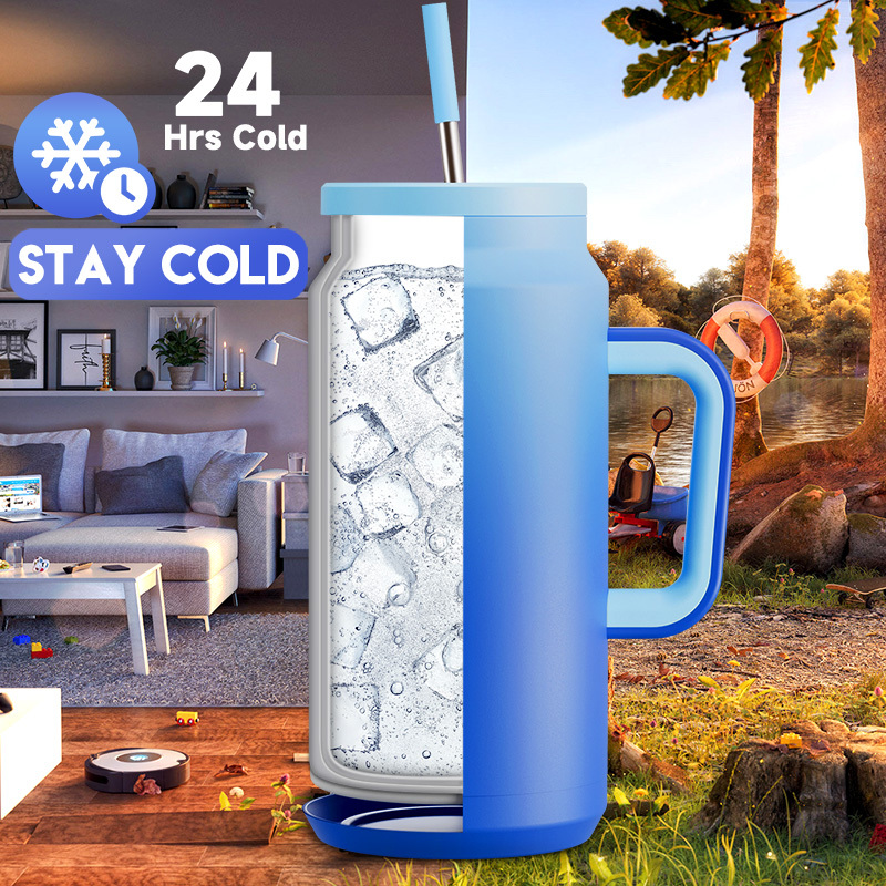 64oz water bottle straw gradient blue sky