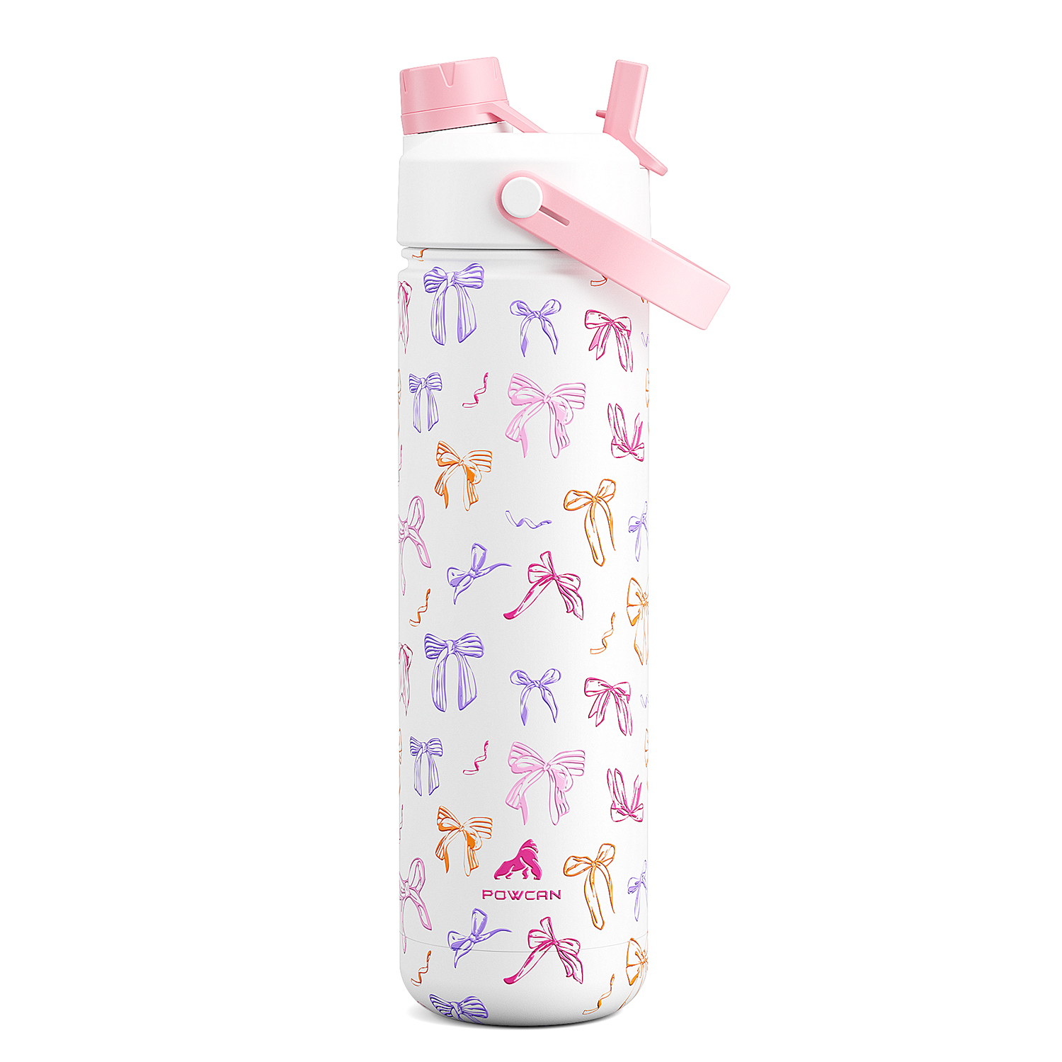 26 oz Insulated Water Bottle with 2-in-1 Straw and Spout Lid Ribbon Whimsy