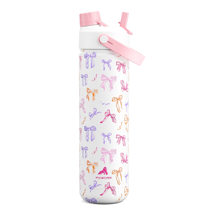 26 oz Insulated Water Bottle with 2-in-1 Straw and Spout Lid Ribbon Whimsy