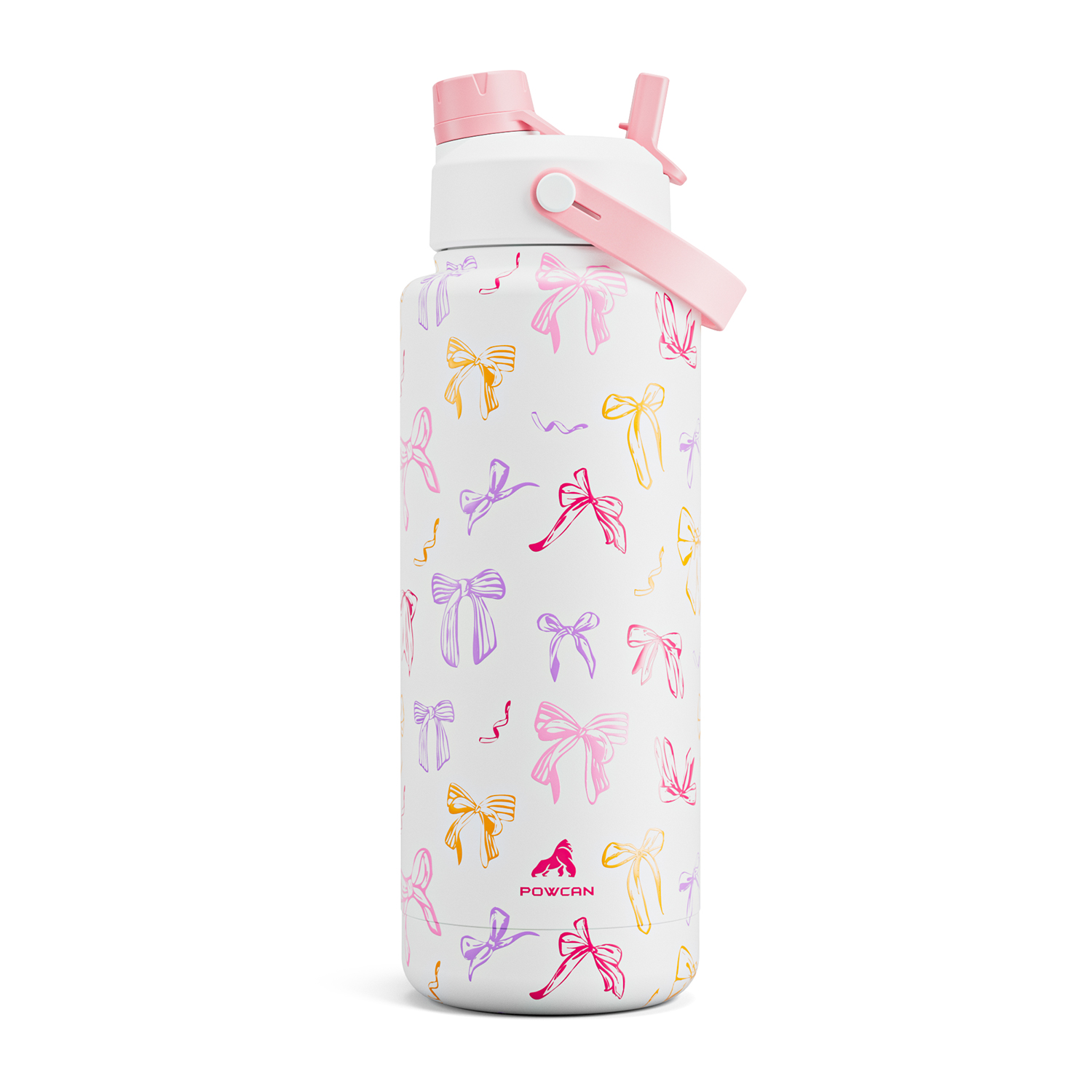40 oz Insulated Water Bottle with 2-in-1 Straw and Spout Lid Ribbon Whimsy