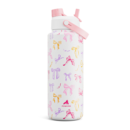 40 oz Insulated Water Bottle with 2-in-1 Straw and Spout Lid Ribbon Whimsy