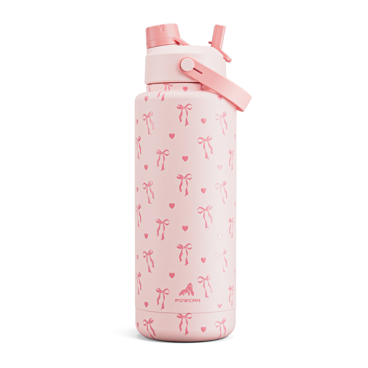 40 oz Insulated Water Bottle with 2-in-1 Straw and Spout Lid Sweetheart Bow