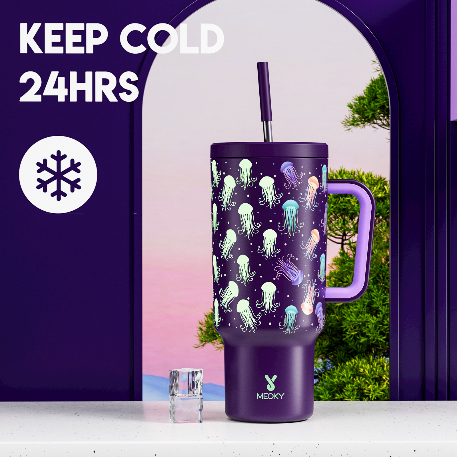 40oz Tumbler With Straw Glow Medusas