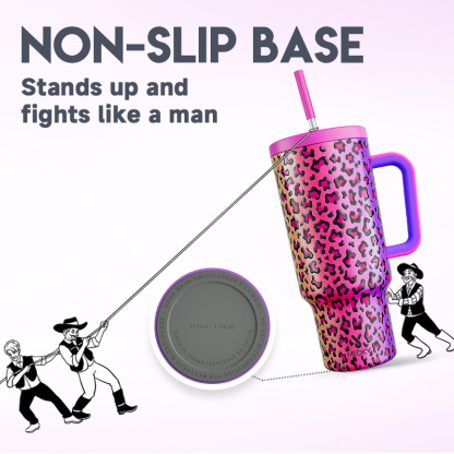 40oz Tumbler With Straw Animal Print Collection-Rainbow Leopard