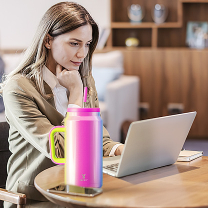 64oz water bottle straw gradient rainbow