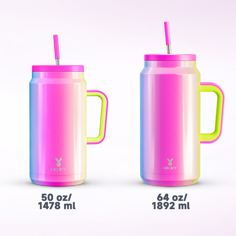 64oz water bottle straw gradient rainbow