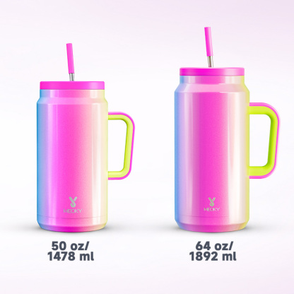 64oz water bottle straw gradient rainbow