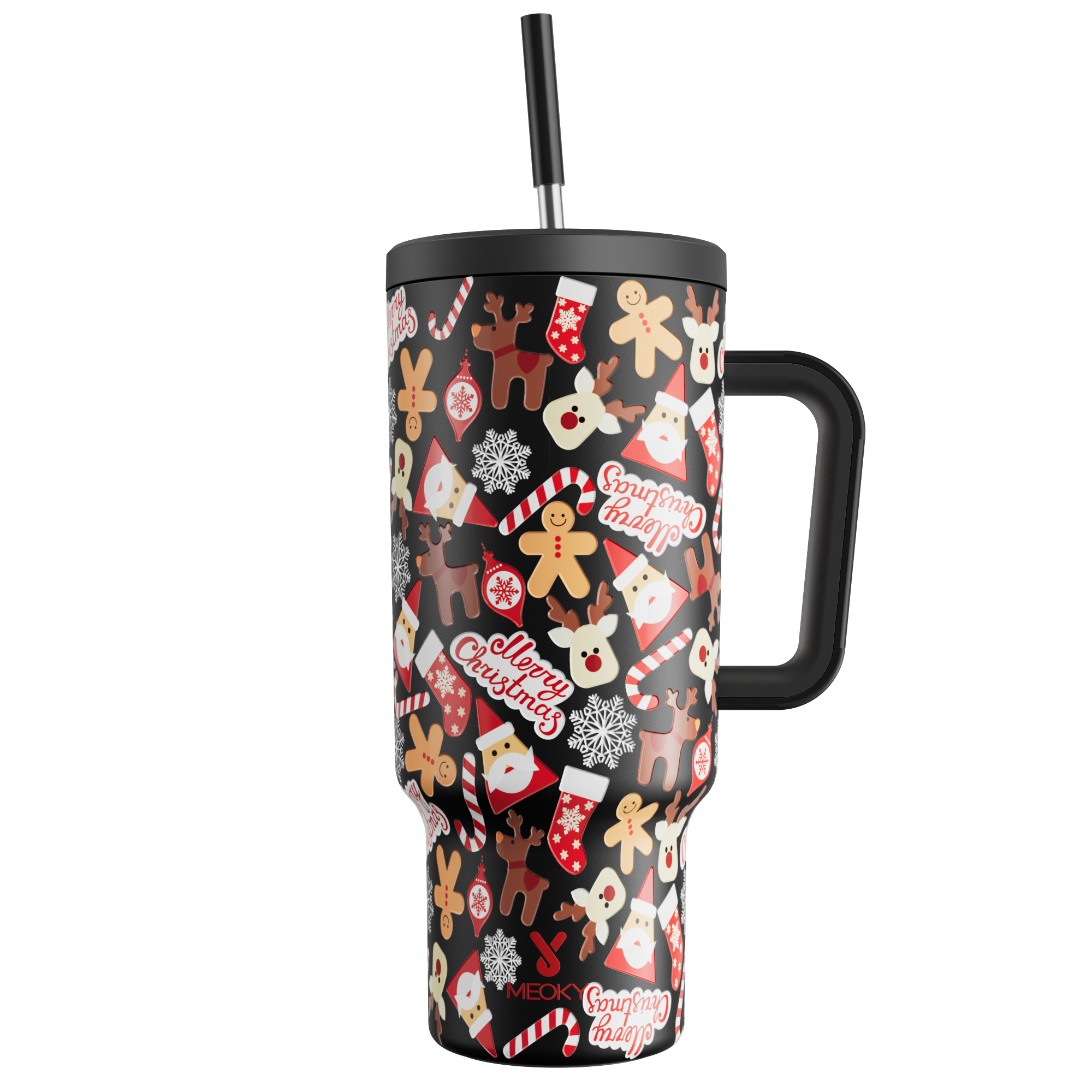 40oz Tumbler With Straw Christmas Collection-Black Christmas
