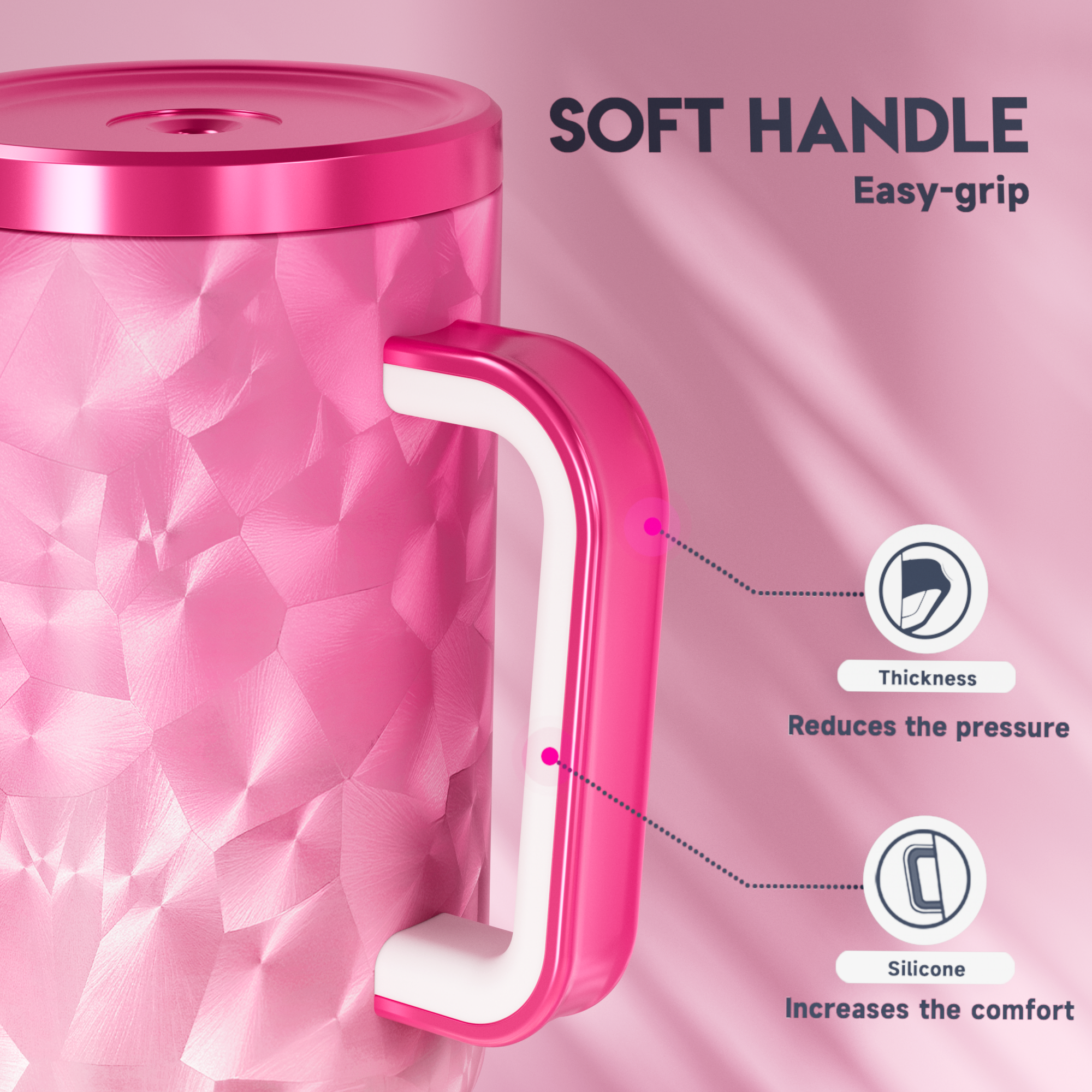 40oz Tumbler With Straw Feather Pattern-Pink Feathers