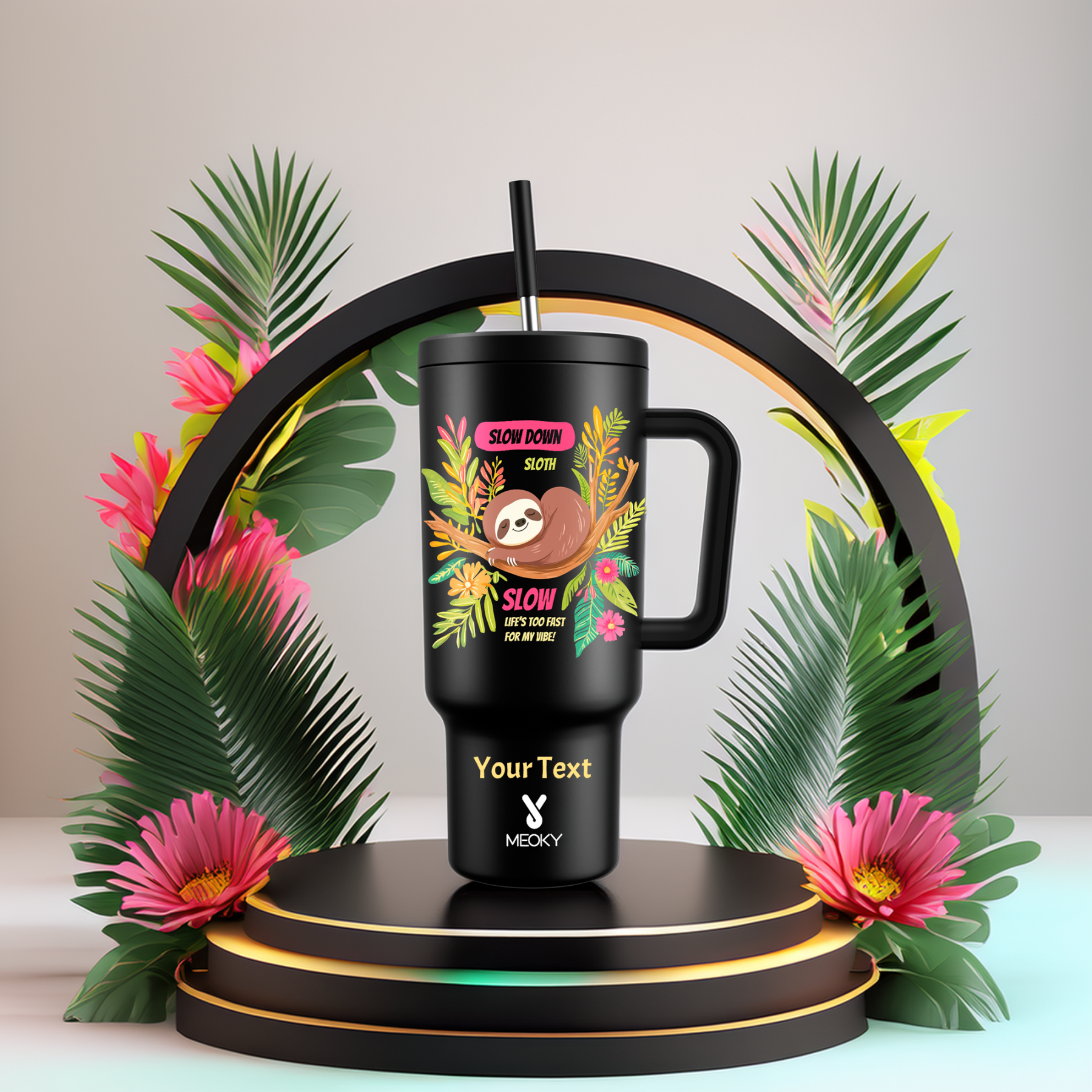 40oz Tumbler With Straw Customized - Cartoon Animals Collection - Gifts for yourself, family, friends, lovers!