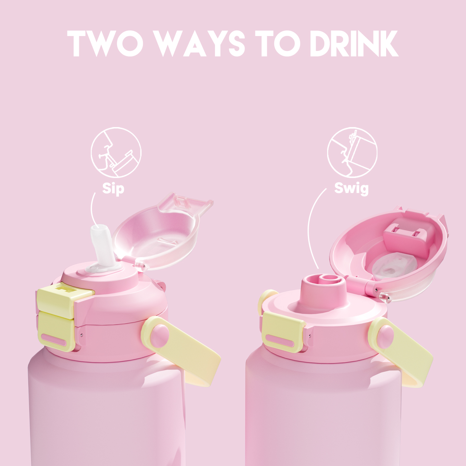 14oz Insulated Water Bottle Yellow-Pink