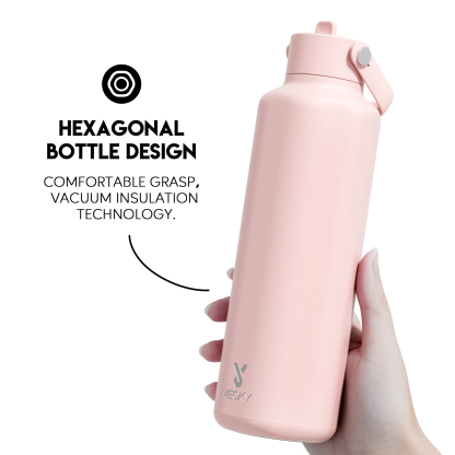 24oz hexagonal water bottle pure pink