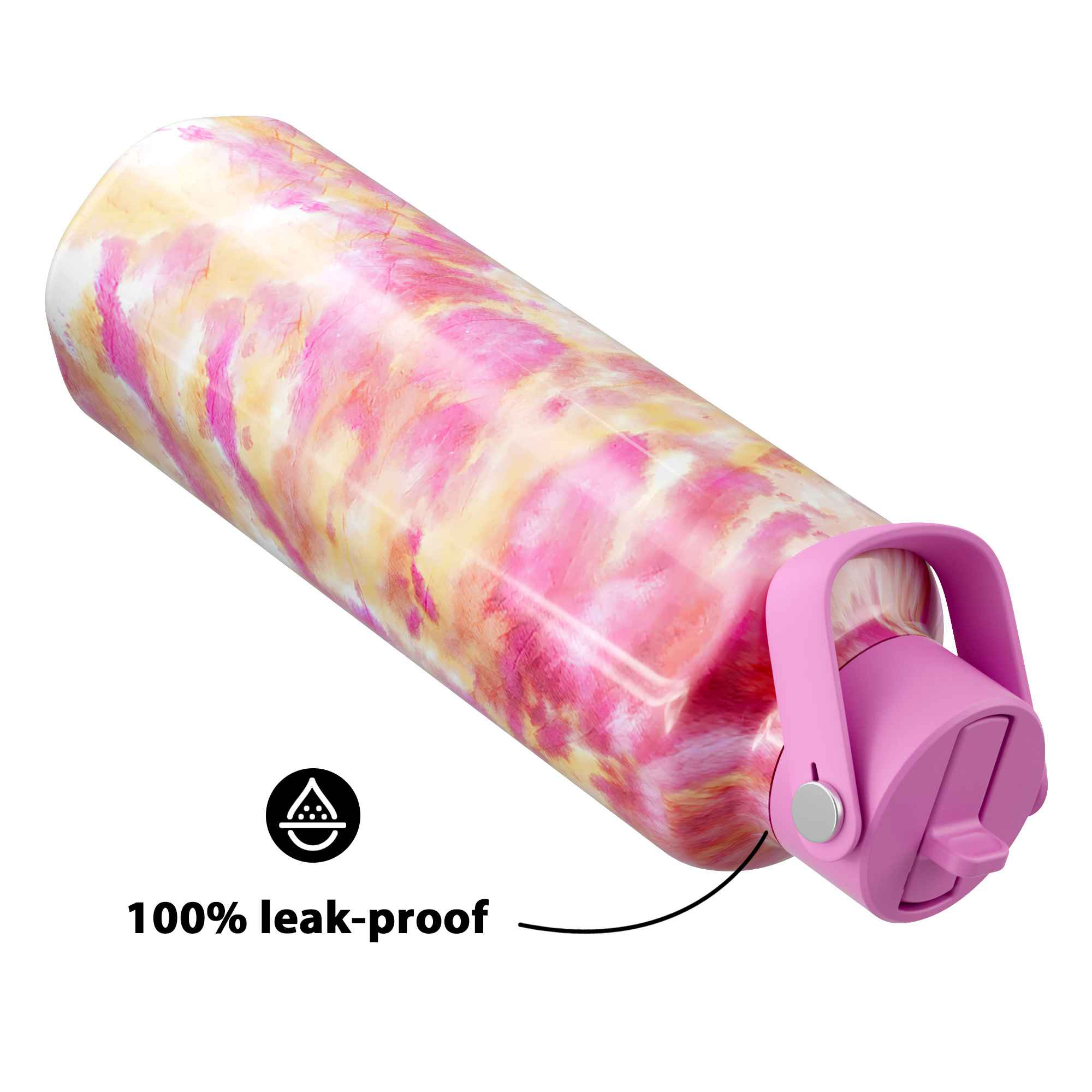 24oz hexagonal water bottle gradient pink flowers