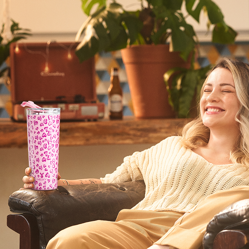 24oz cold cup 2 in 1 lid valentine pink love