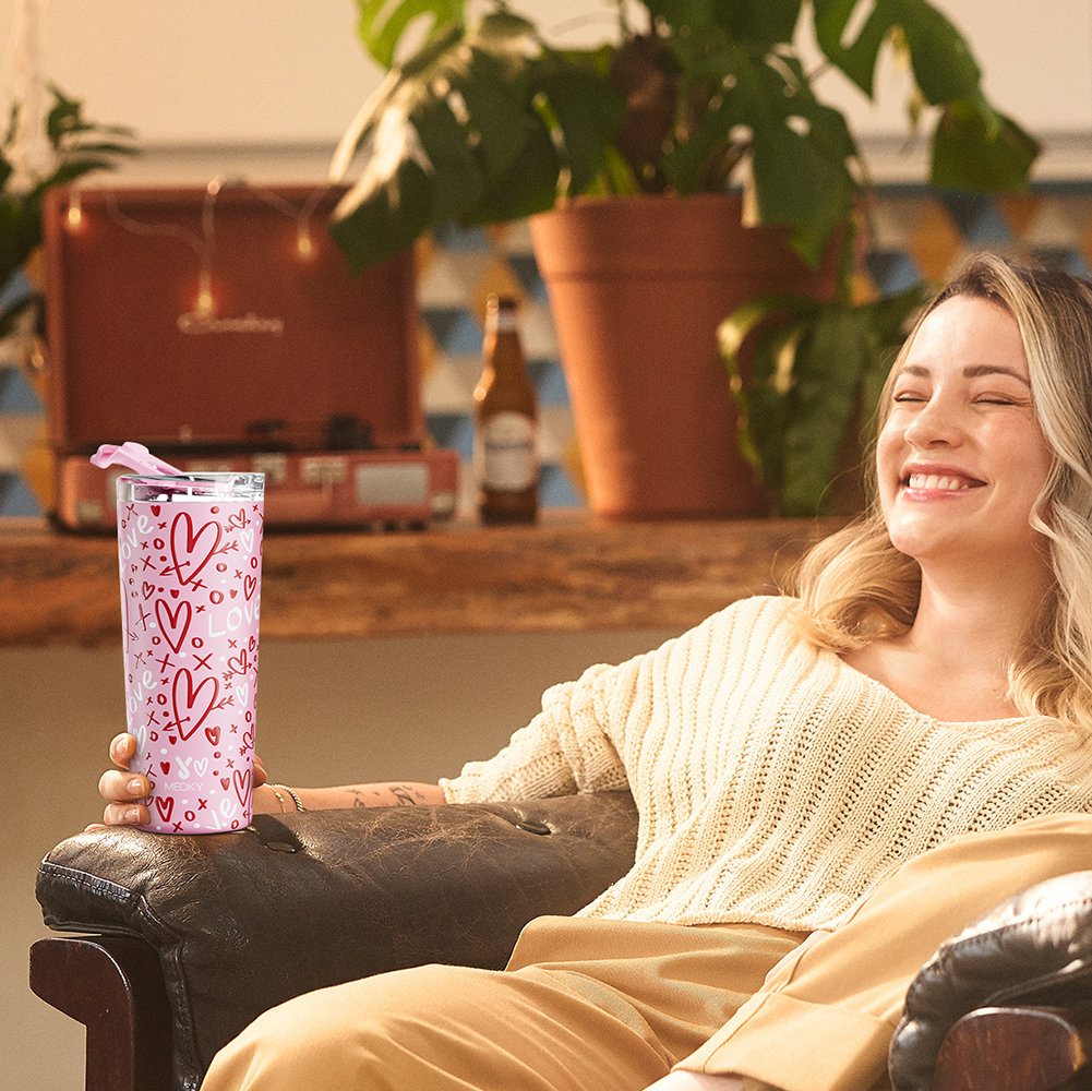 24oz cold cup 2 in 1 lid valentine pink valentine