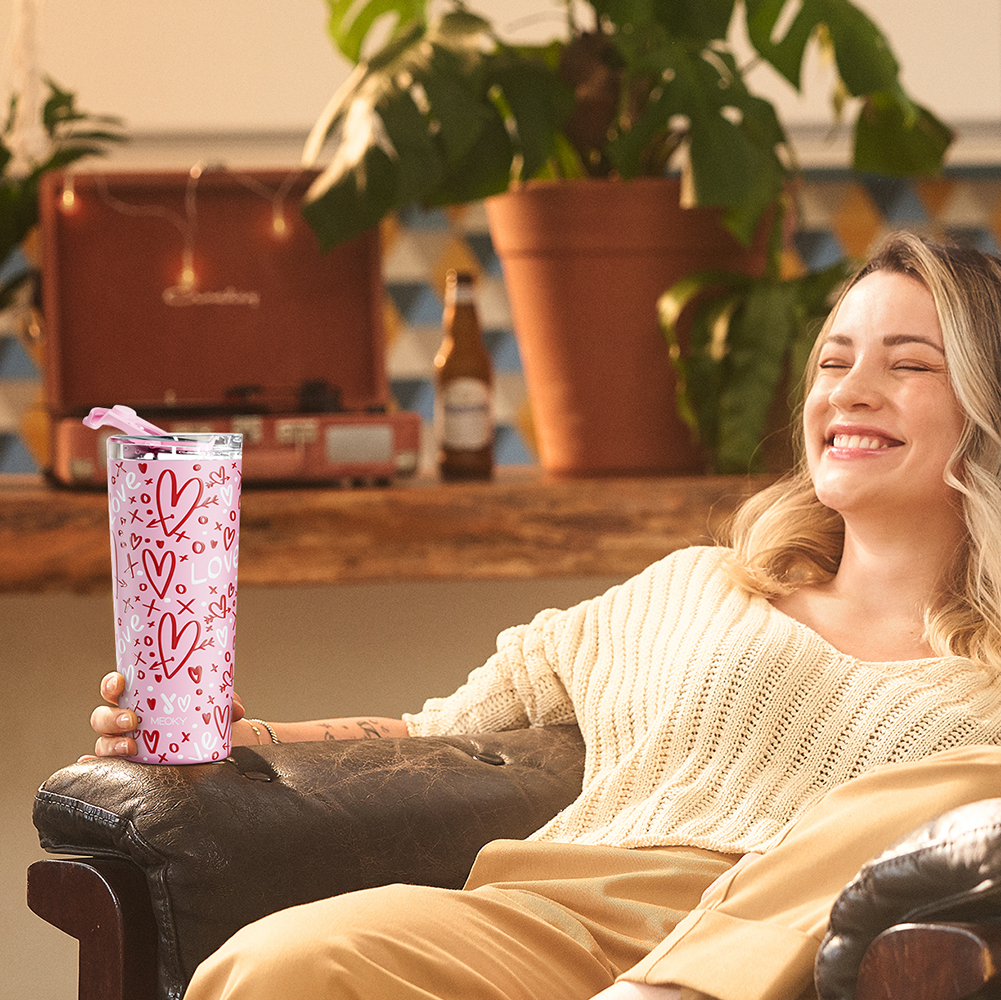24oz cold cup 2 in 1 lid valentine pink valentine