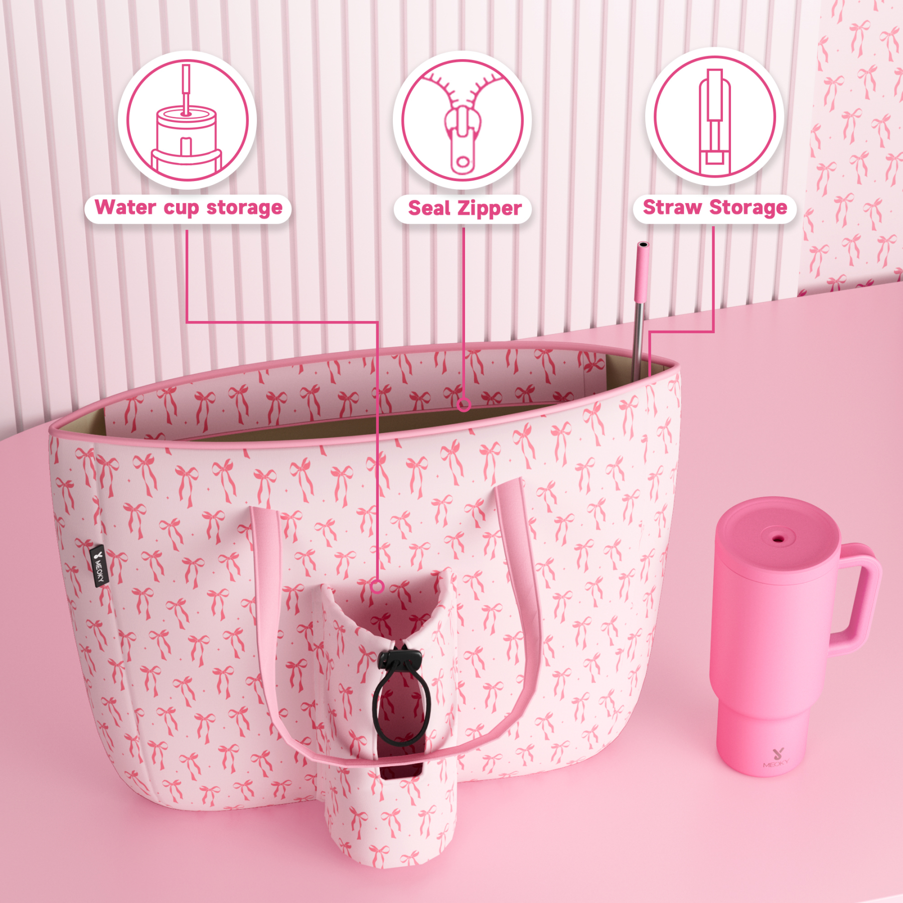 tote bag pink bow