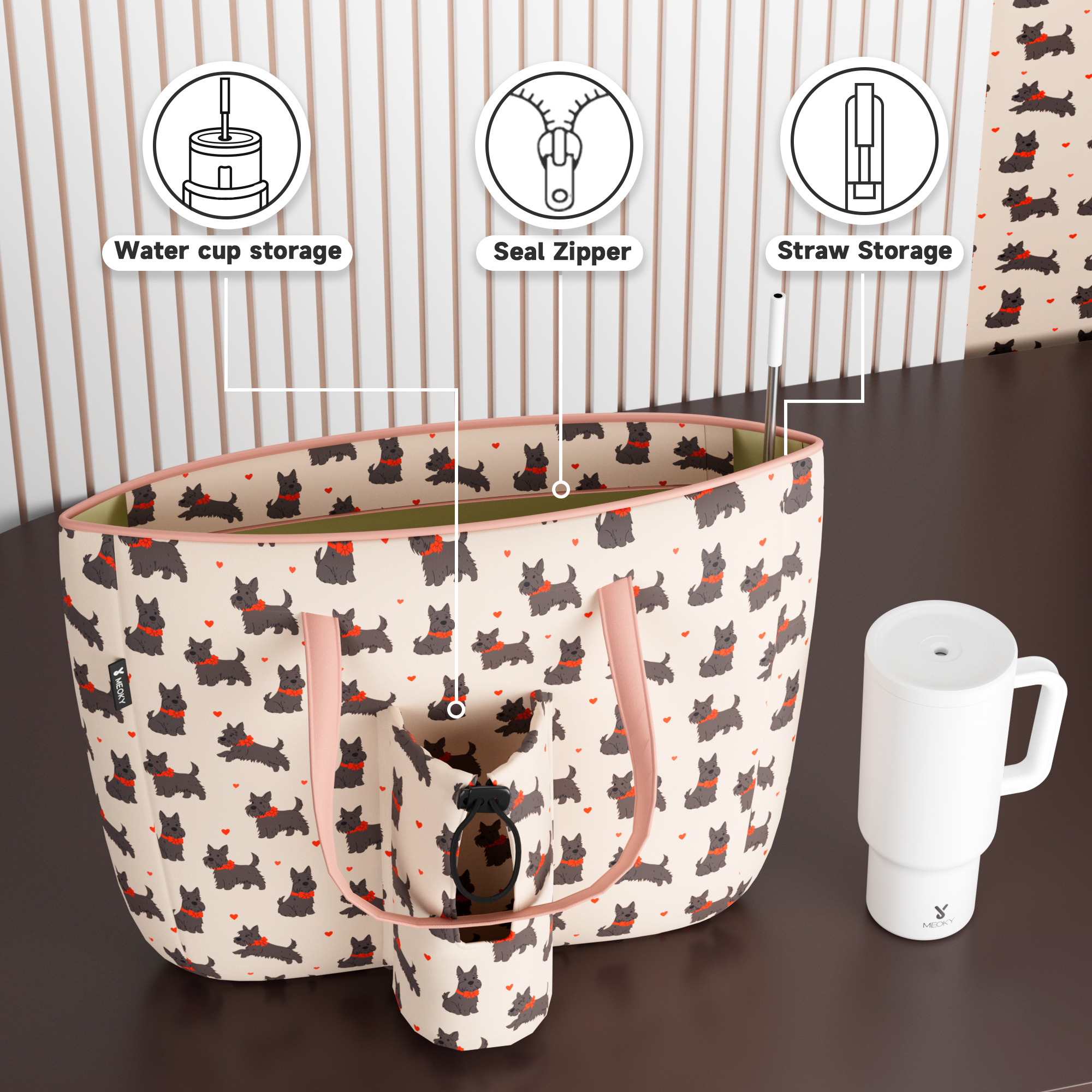 tote bag white puppy