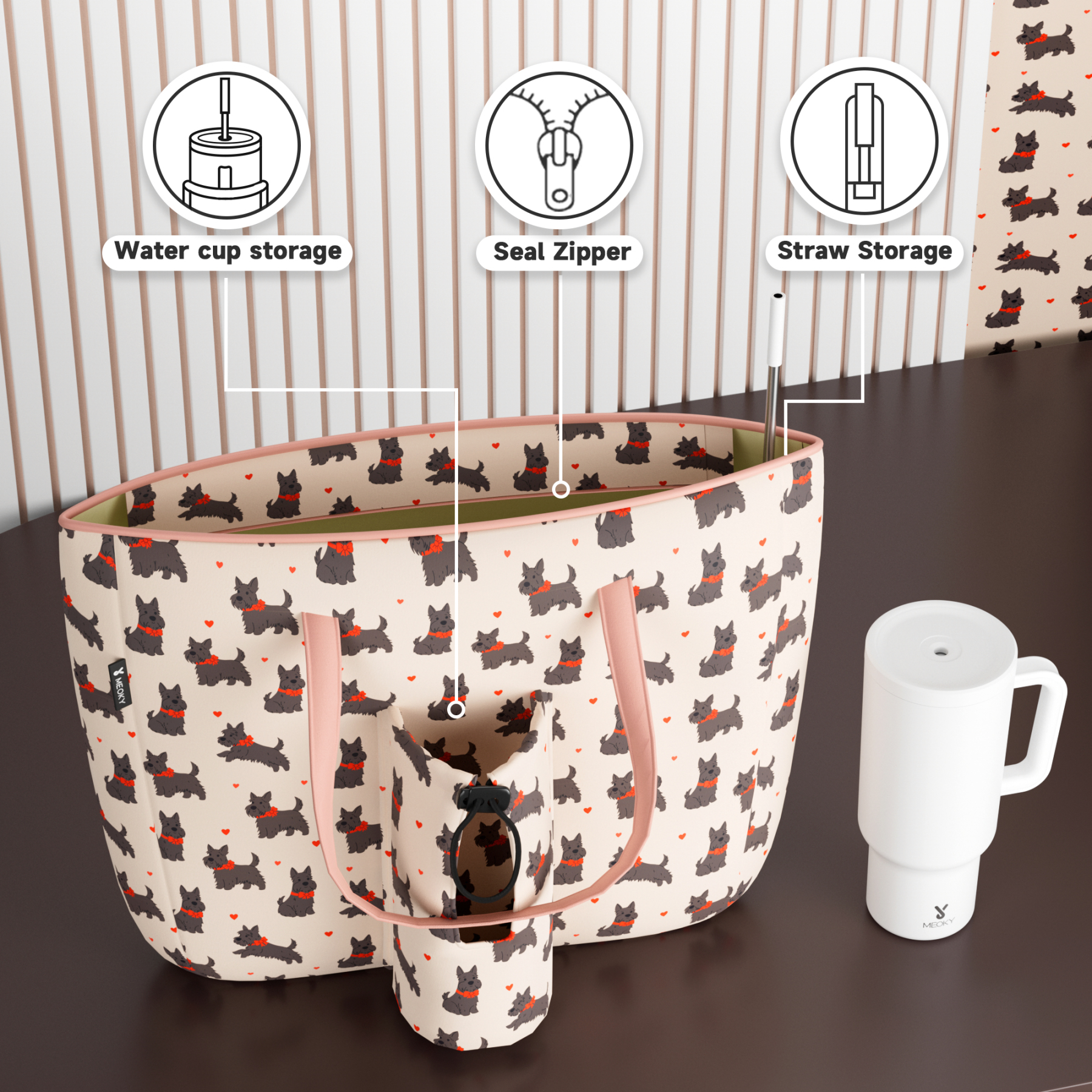 tote bag white puppy