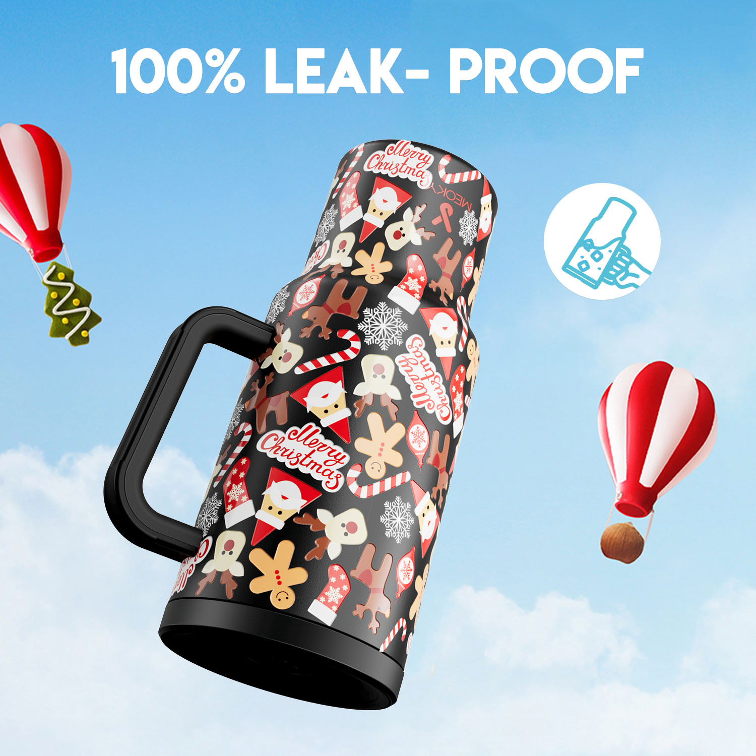 40oz Tumbler With Straw Christmas Collection-Black Christmas