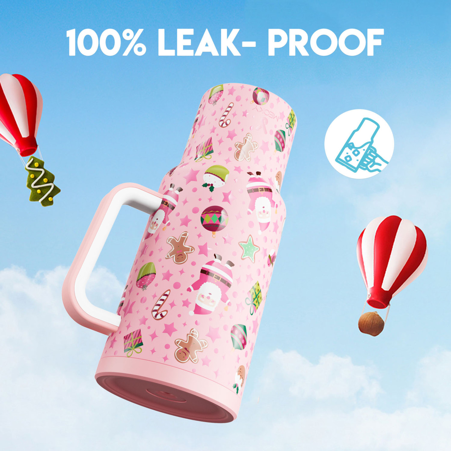 40oz Tumbler With Straw Christmas Collection-Pink Christmas