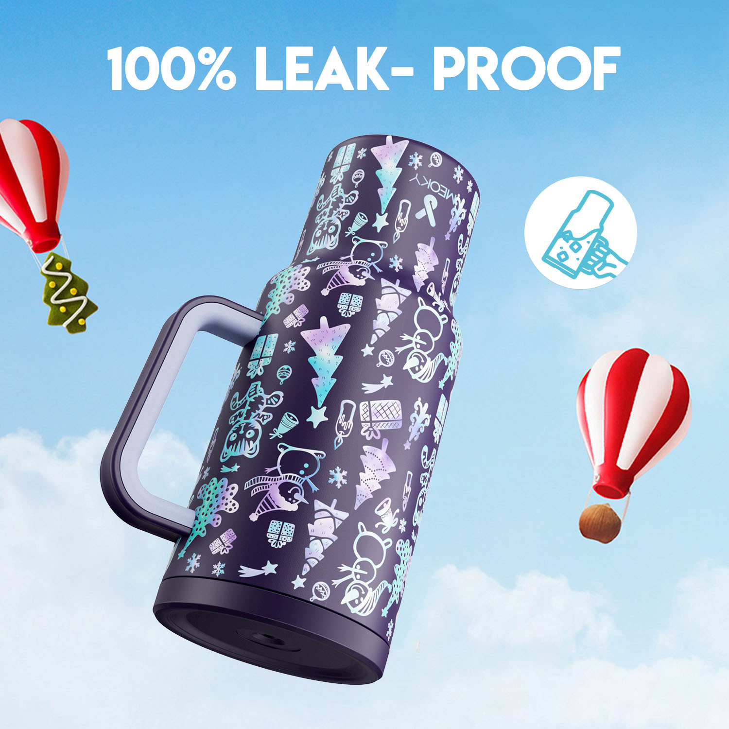 40oz Tumbler With Straw Christmas Collection-Black Purple Christmas