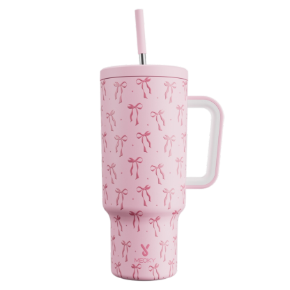 40oz Tumbler With Straw Bow Tie