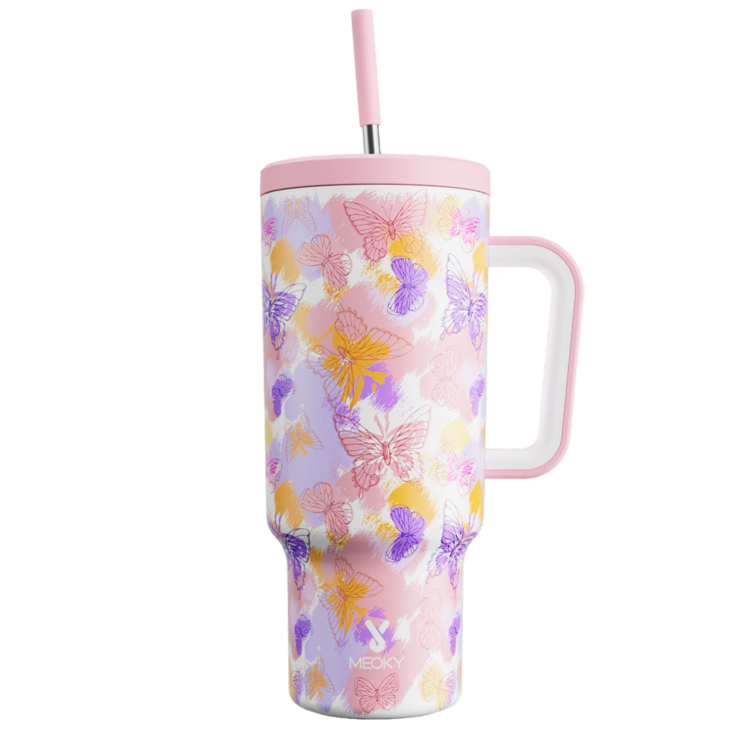 40oz Tumbler With Straw Flutter Bloom