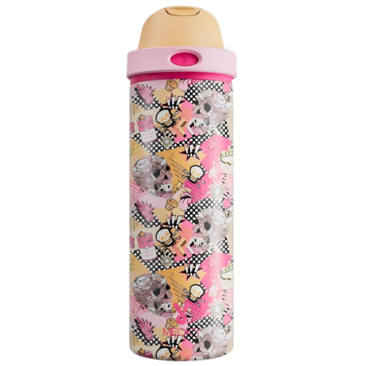 24oz Dual Spout Bounce Water Bottle Halloween Pop Skull