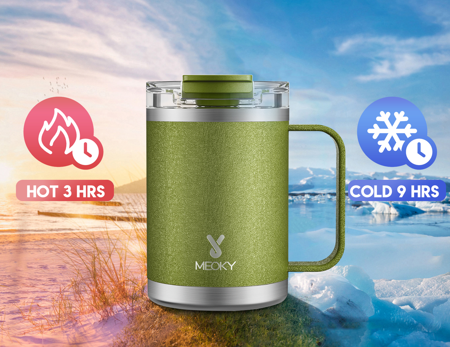 Meoky 14oz Mug 2-in-1 Lid Pure Collection