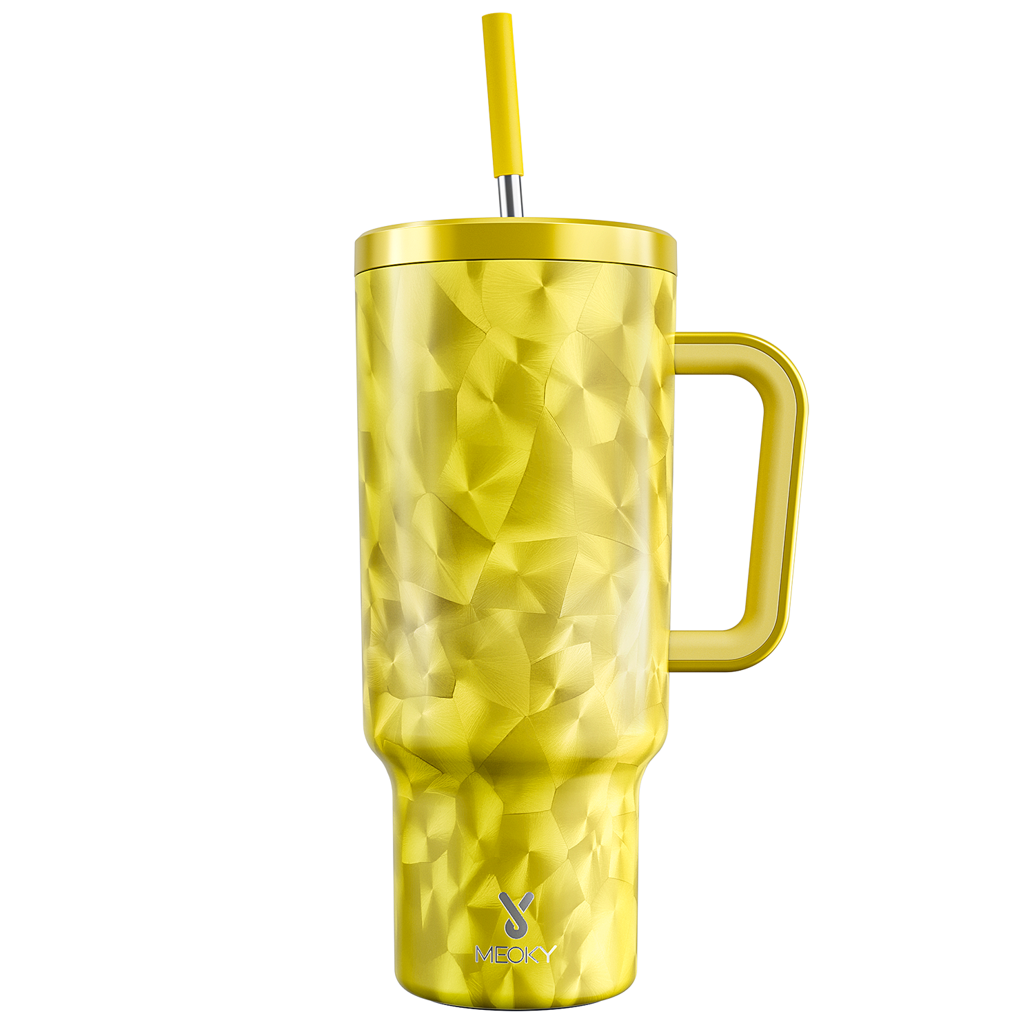 40oz Tumbler With Straw Feather Pattern-Gold Feathers
