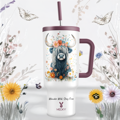 40oz Tumbler With Straw Customized - Highland Cow Collection - Gifts for yourself, family, friends, lovers!