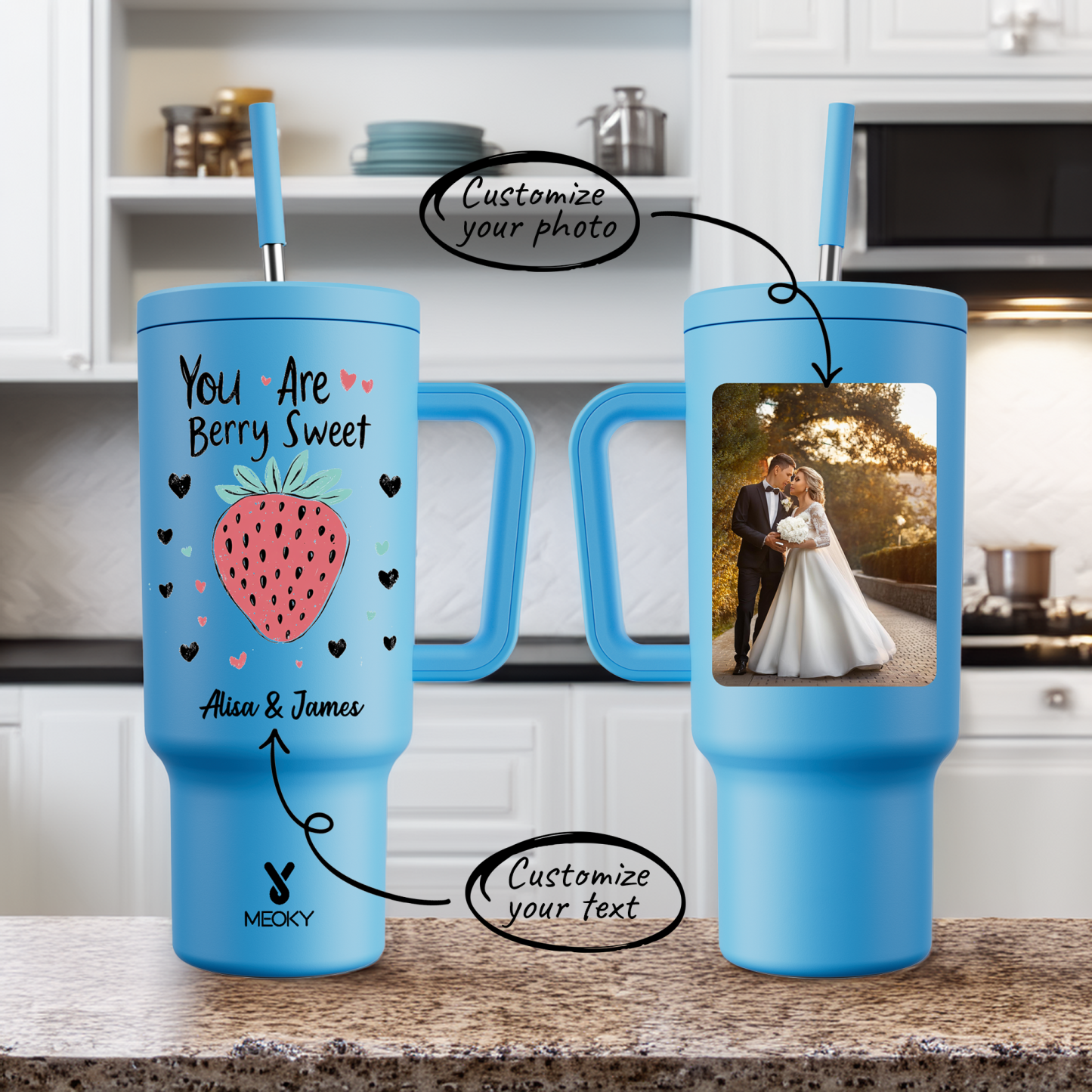 40oz Tumbler With Straw Customized - You Are Berry Sweet - The Perfect Warm Gift for Her, Couple, Lovers!