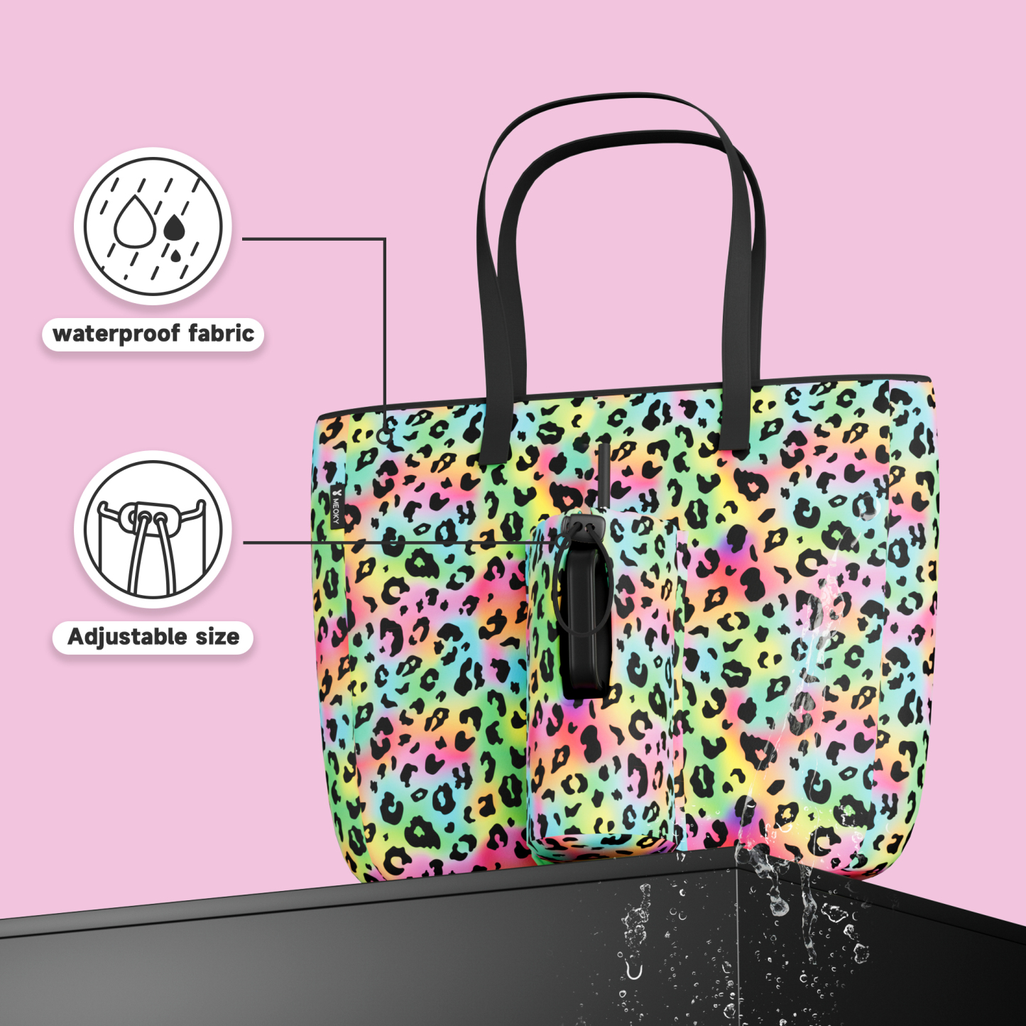 tote bag rainbow leopard