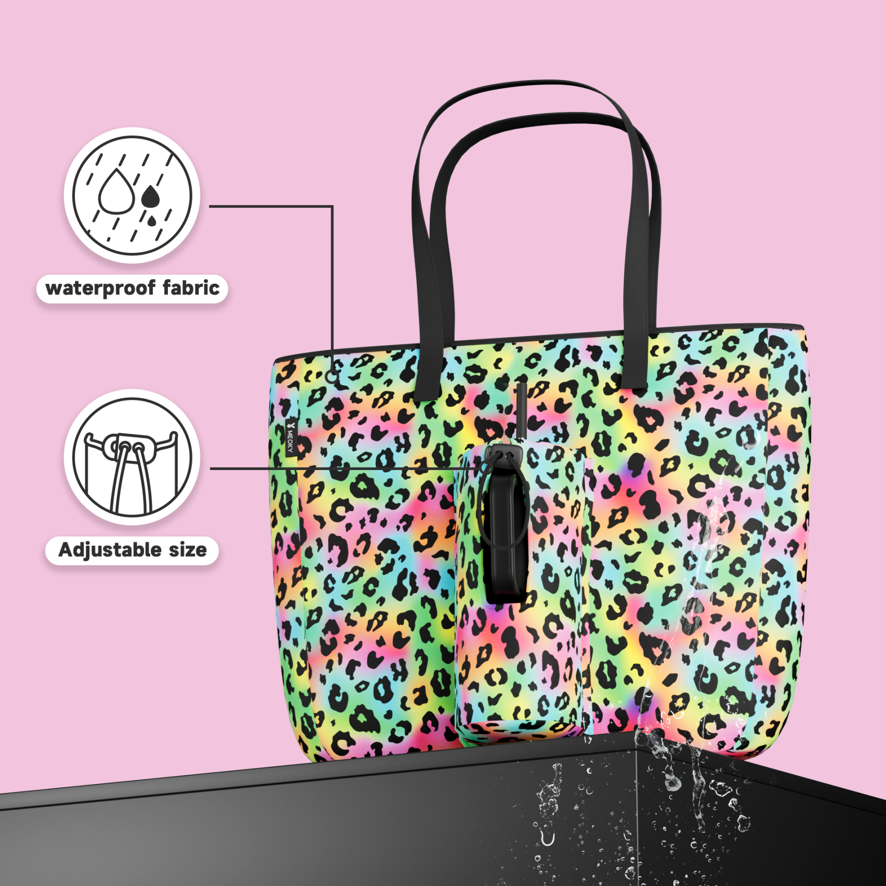 tote bag rainbow leopard