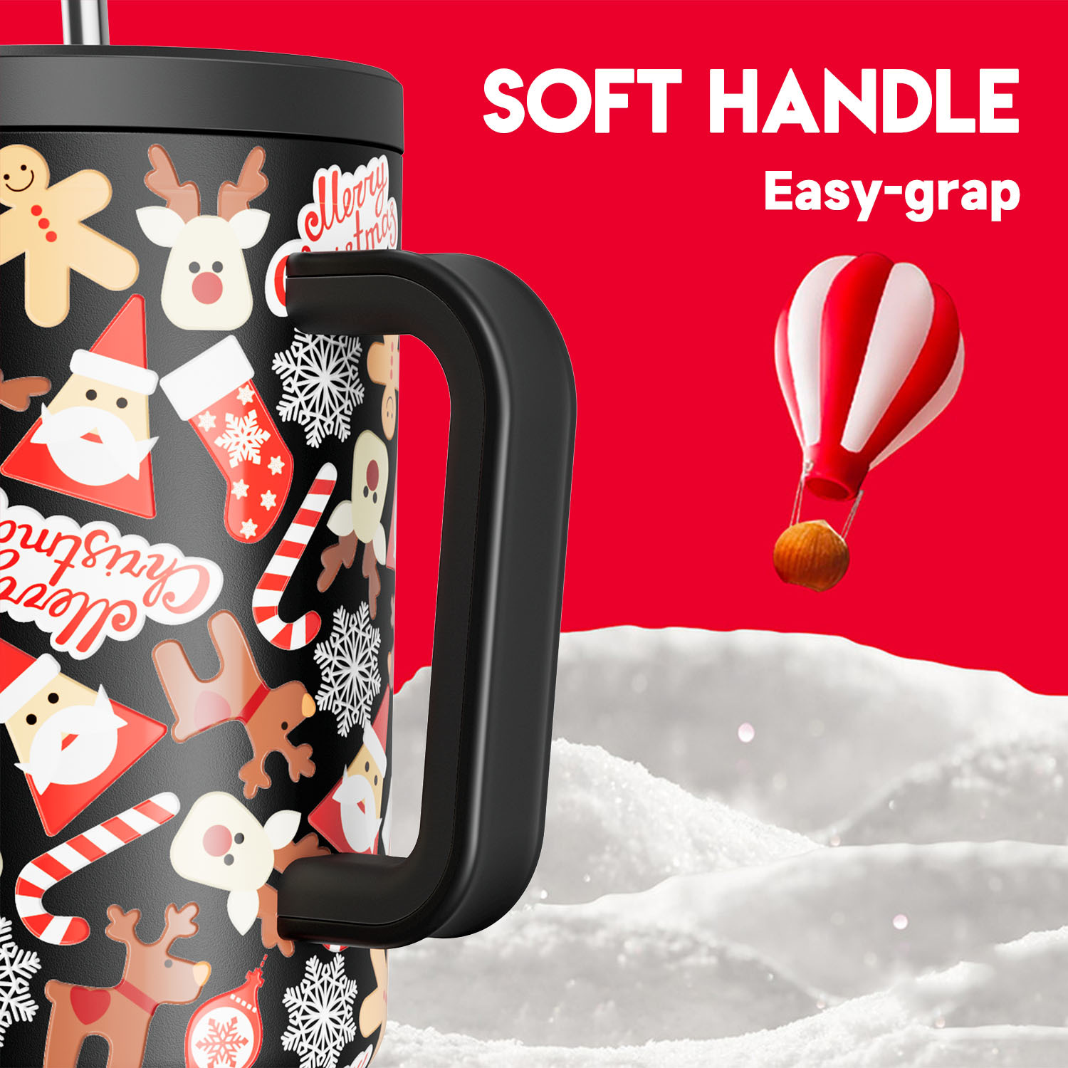 40oz Tumbler With Straw Christmas Collection-Black Christmas