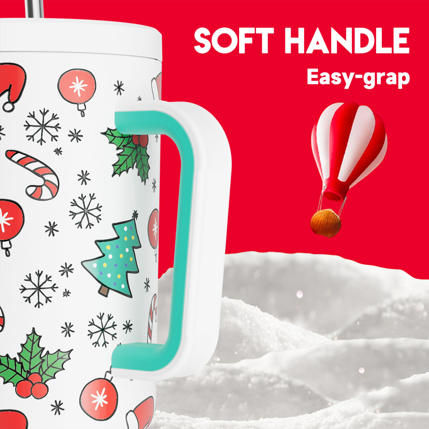 40oz Tumbler With Straw Christmas Collection-White Christmas