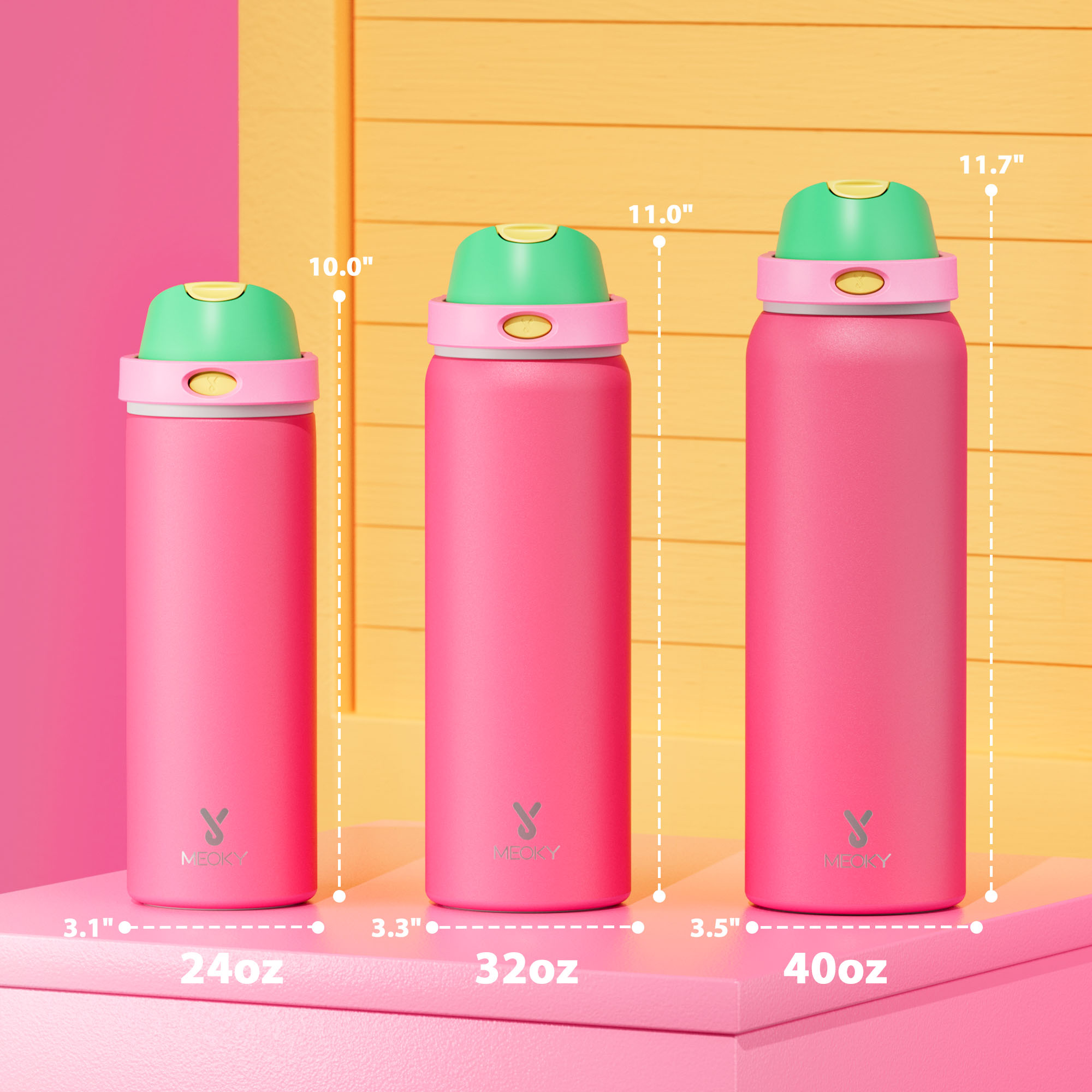 24oz Dual Spout Bounce Water Bottle-Ruby