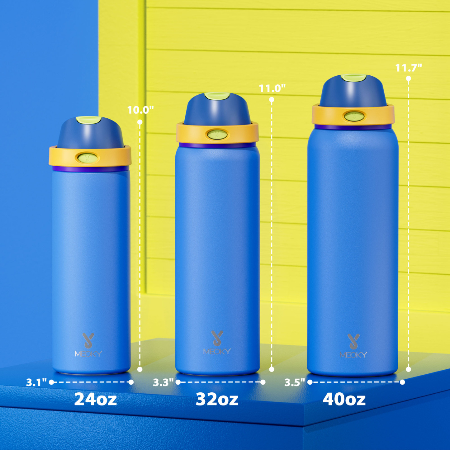 24oz Dual Spout Bounce Water Bottle-Sapphire