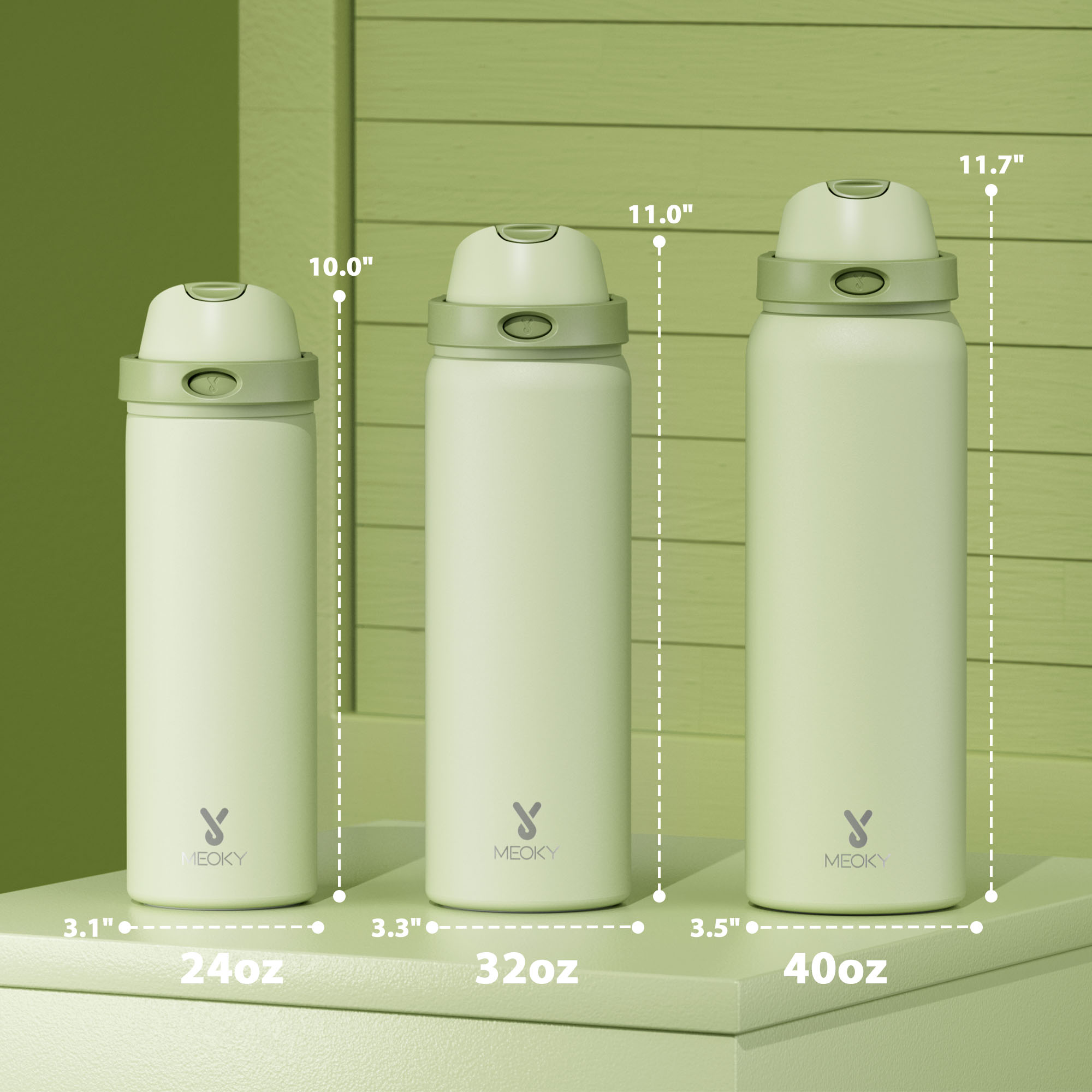 32oz Dual Spout Bounce Water Bottle-Sage