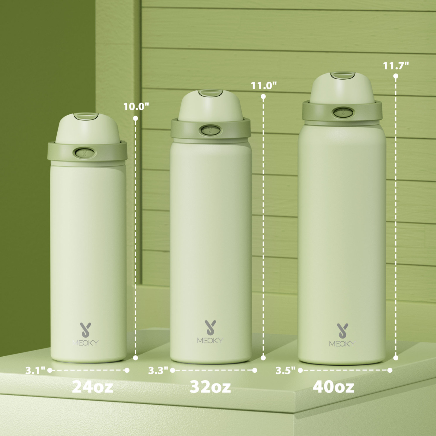 32oz Dual Spout Bounce Water Bottle-Sage