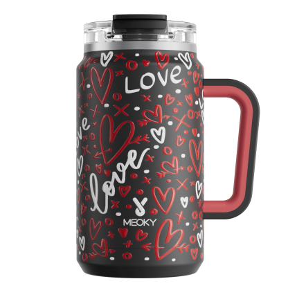 50oz water bottle 2 in 1 lid Valentine's Day Collection Black Valentine's Day
