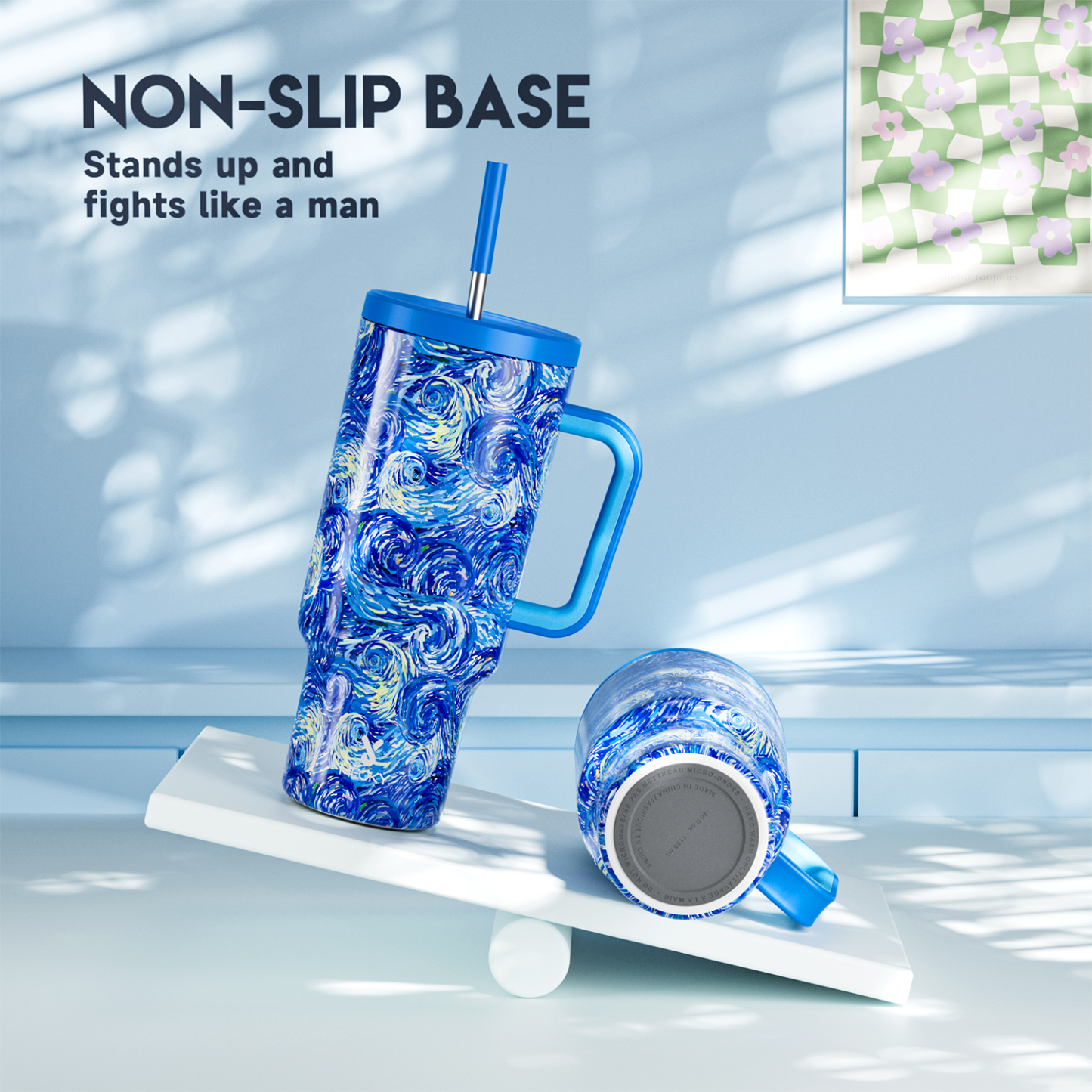 40oz Tumbler With Straw Tie-Dye-Blue Tie-Dye