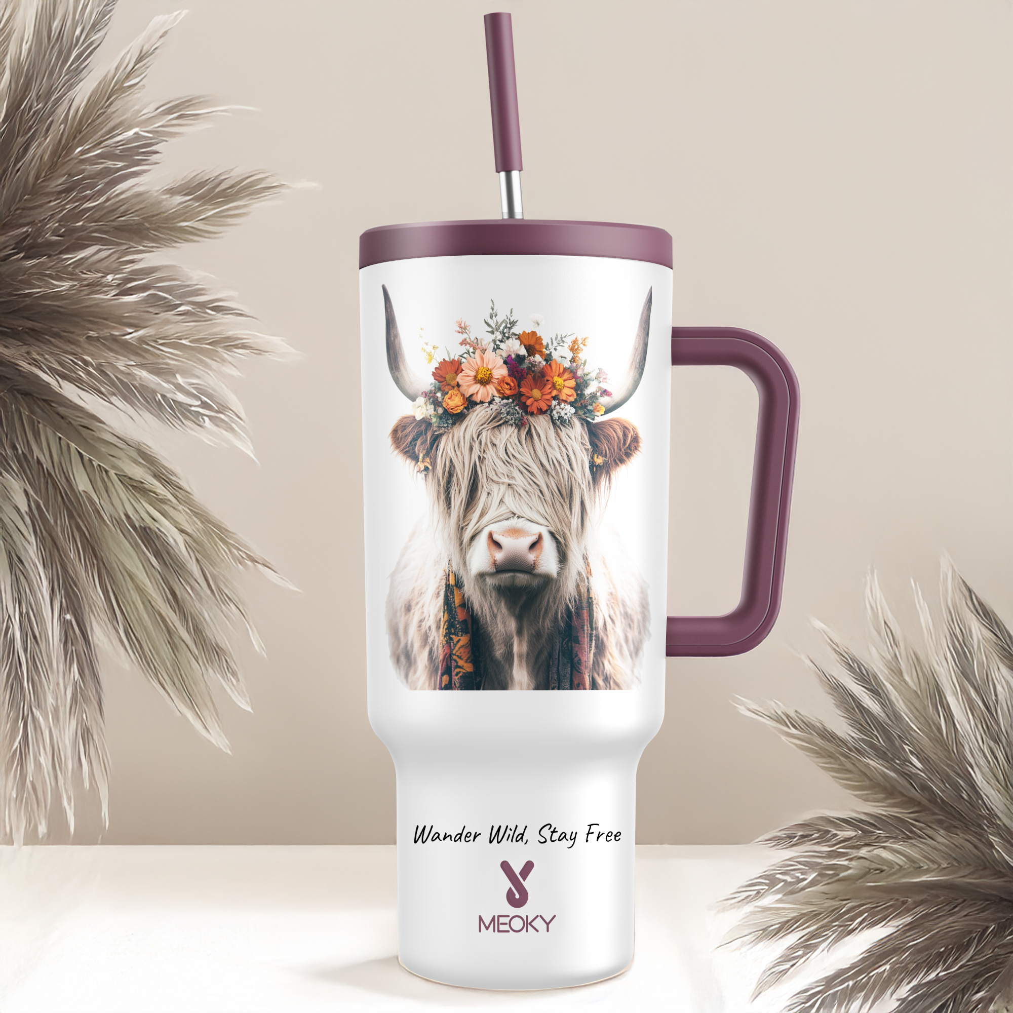 40oz Tumbler With Straw Customized - Highland Cow Collection - Gifts for yourself, family, friends, lovers!