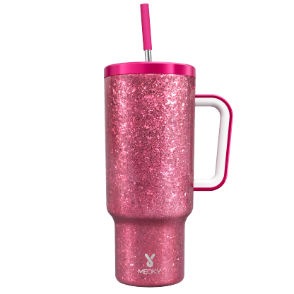 40oz Tumbler With Straw Ice Pattern-Pink