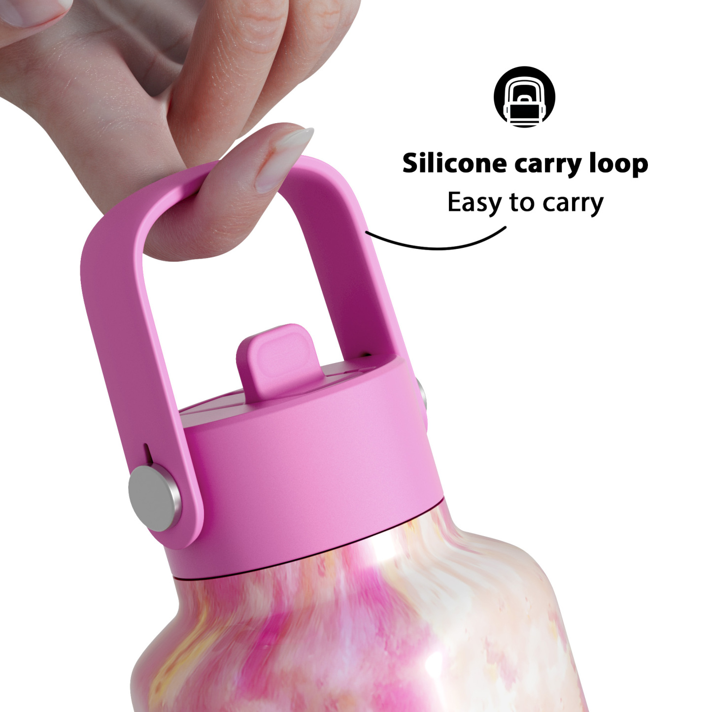 24oz hexagonal water bottle gradient pink flowers