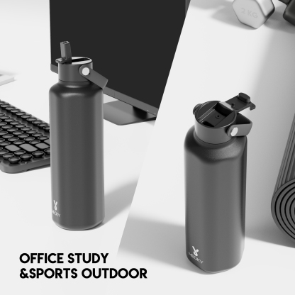 24oz hexagonal water bottle pure black
